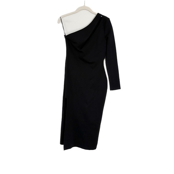 NEW Bonheur D’amour Nathalie Cut Out One Shoulder Midi Black Dress Size Small - Picture 4 of 5